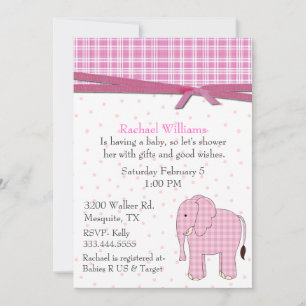 Rosa Elefant Baby Girl Dusche Einladung