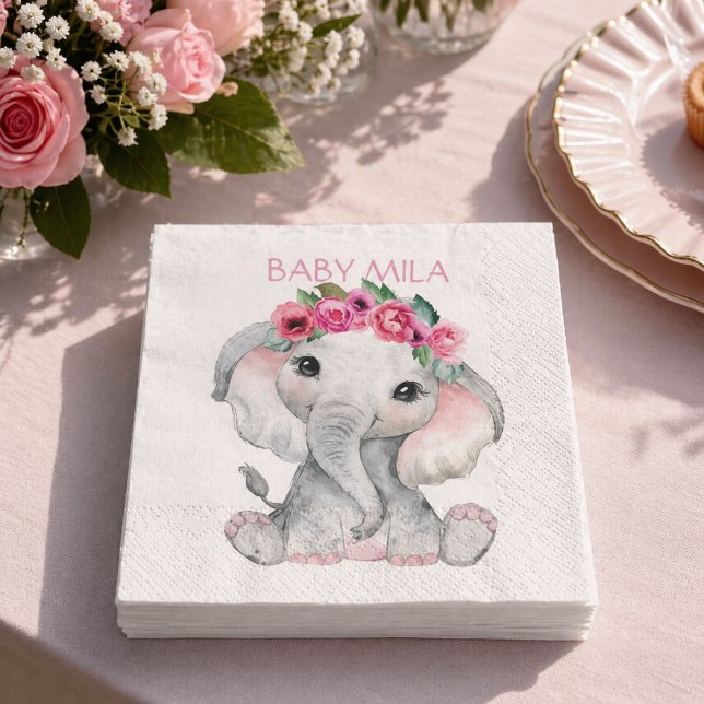 Rosa Elefant Baby Shower Serviette (Von Creator hochgeladen)