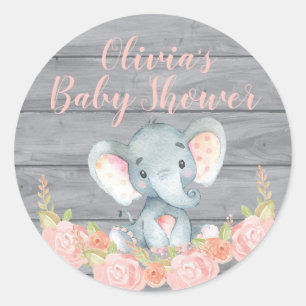 Rosa Elefant-Babyparty-Aufkleber Runder Aufkleber