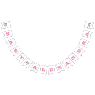 Rosa Elefant-Babyparty-Fahnen-Flaggen-Flaggen Wimpelkette