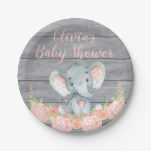 Rosa Elefant-Babyparty-Pappteller Pappteller