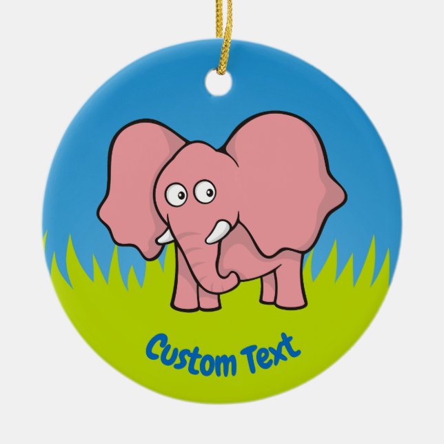 Rosa Elefant Cartoon Keramik Keramik Ornament (Vorne)