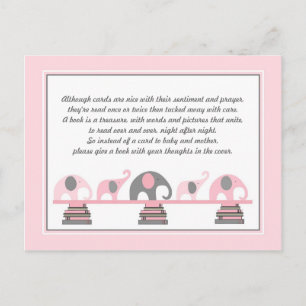 Rosa Elefant-Einsatz für Buch-Babyparty Einladungspostkarte