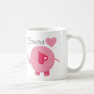 Rosa Elefant-für immer kundenspezifische Tasse