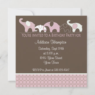 Rosa Elefant Geburtstagsparty Einladung