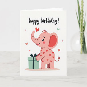 Rosa Elefant Geschenk Geburtstagskarte Karte
