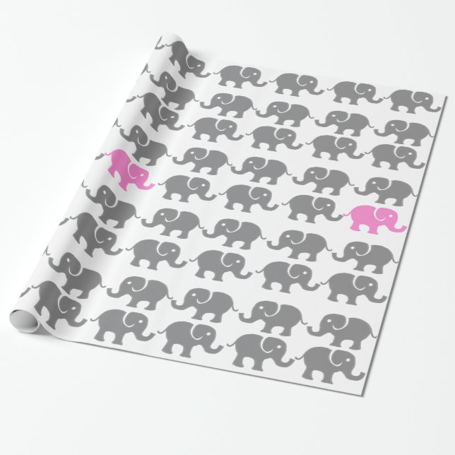 Rosa Elefant-Geschenk-Packpapier Geschenkpapier (Ungerollt)