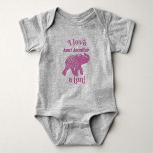 Rosa Elefant I Liebe Name a Ton Personalisiert Baby Strampler