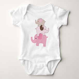 Rosa Elefant-KinderStaplungsShirt Baby Strampler