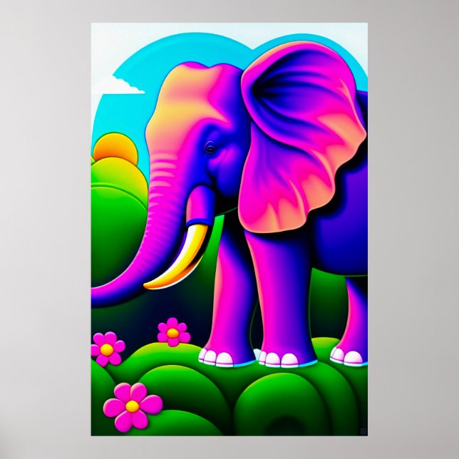 Rosa Elefant - Leinwand Art Print Poster (Vorne)