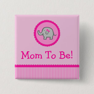 Rosa Elefant "Mama, zum Baby-Duschen-Knopf zu Button