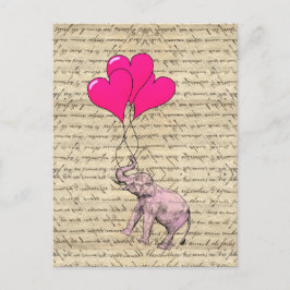 Rosa Elefant mit Ballons Postkarte
