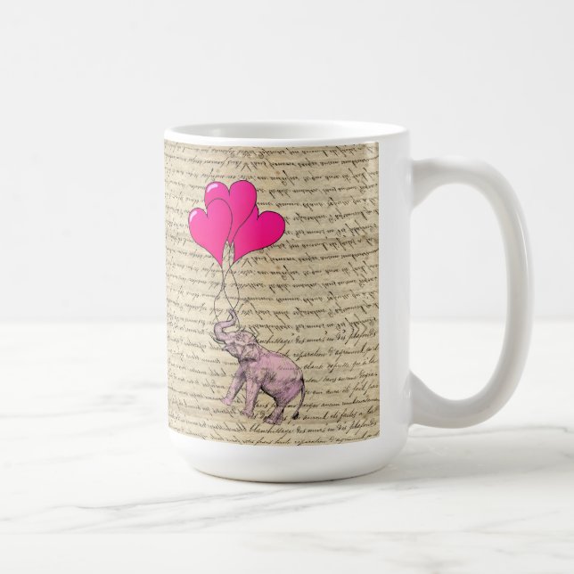 Rosa Elefant mit Ballons Tasse (Rechts)