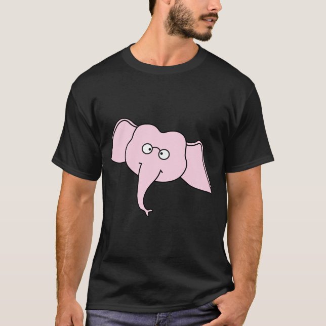 Rosa Elefant mit Gläsern. Cartoon T-Shirt (Vorderseite)