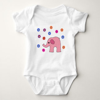 Rosa Elefant mit Rose Baby Body Strampler
