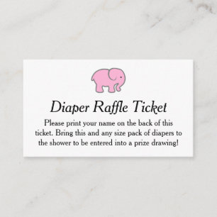 Rosa Elefant-Windelraffle-Karte Begleitkarte