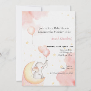 Rosa Elefanten-Einladung Einladung