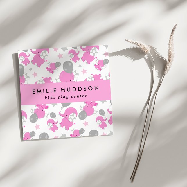 Rosa Elefanten, Kinderspielzentrum, Aktivitätszent Quadratische Visitenkarte (Von Creator hochgeladen)