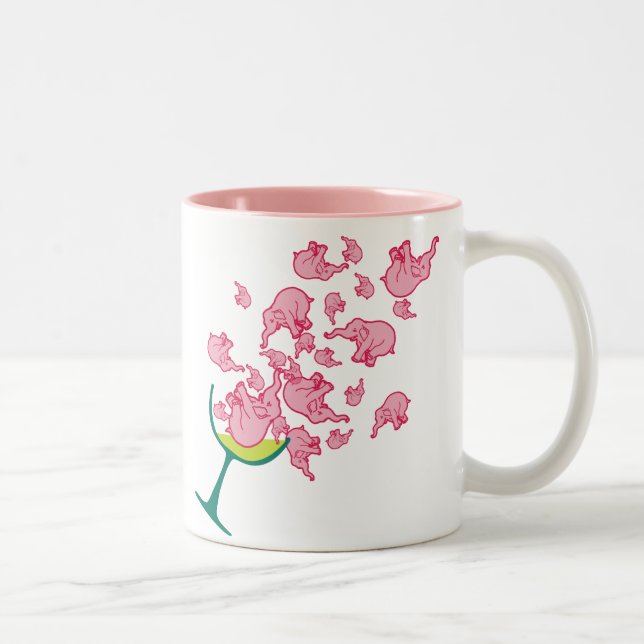 Rosa Elefanten Zweifarbige Tasse (Rechts)