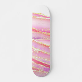 Rosa Elegant Agate Wavy Design Skateboard