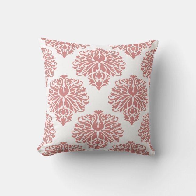 Rosa Elegant Damask Kissen (Vorderseite)