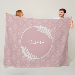 Rosa Elegant Damask Personalisiert Fleece Blanket