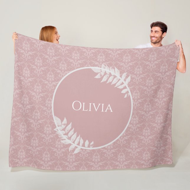 Rosa Elegant Damask Personalisiert Fleece Blanket (Beispiel)
