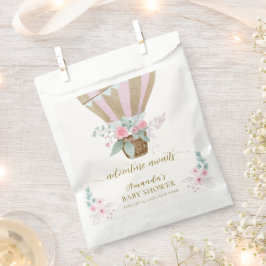 Rosa Elegant Floral Hot Air Ballon Babydusche Geschenktütchen