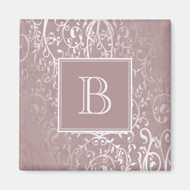 Rosa Elegant Geblüht Monogram Magnet (Vorne)
