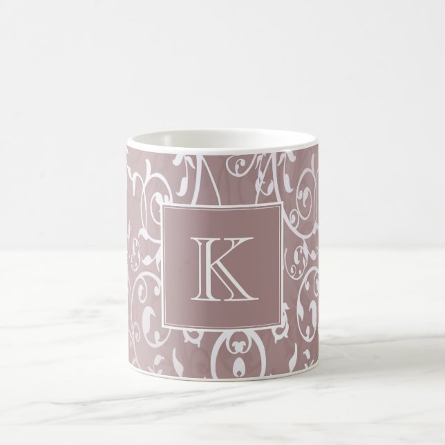 Rosa Elegant Geblüht Monogramm-Tasse Kaffeetasse (Mittel)