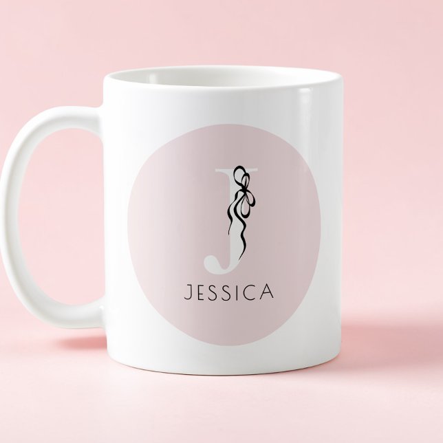 Rosa Elegant Initial Girly Feminine Chic Monogram Kaffeetasse (Pink Elegant Initial Girly Feminine Chic Monogram Coffee Mug)