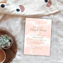 Rosa Elegant Wir sind auf Cloud Nine Girl Baby Dus Einladung