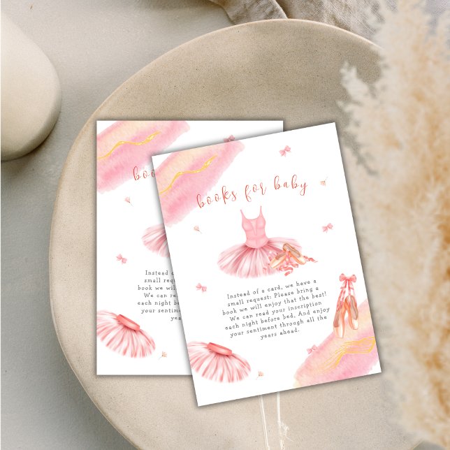 Rosa Elegante Ballerina Girl Bücher für Babydusche Begleitkarte (Pink Elegant Ballerina Girl Books For Baby Shower Enclosure Card)