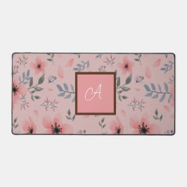 Rosa Elegante Blume Boho Monogram Desk Mat Schreibtischunterlage