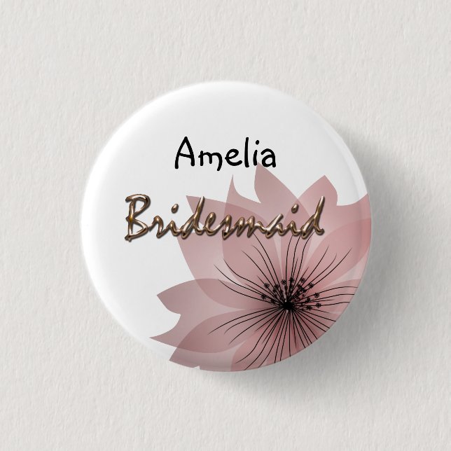 Rosa elegante Blume Button (Vorderseite)