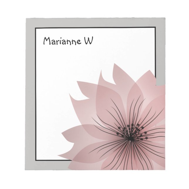 Rosa elegante Blume Notizblock (Vorderseite)