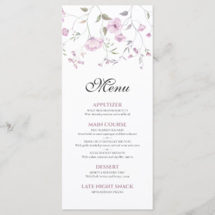Rosa elegante Blumenelemente-Hochzeitsmenü im Wass Menükarte