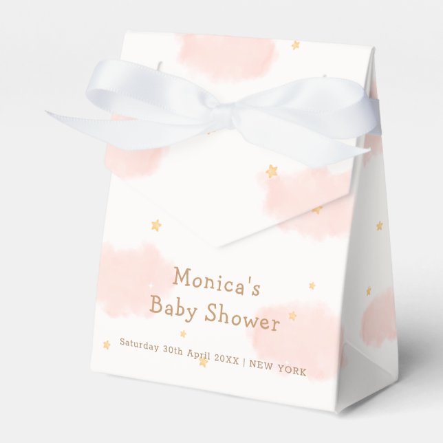 Rosa Elegante Cloud Nine Girl Baby Dusche Geschenkschachtel (Vorderseite)