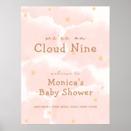 Rosa Elegante Cloud Nine Girl Baby Dusche Willkomm Poster