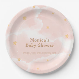 Rosa Elegante Cloud Nine Stars Girl Babydusche Pappteller