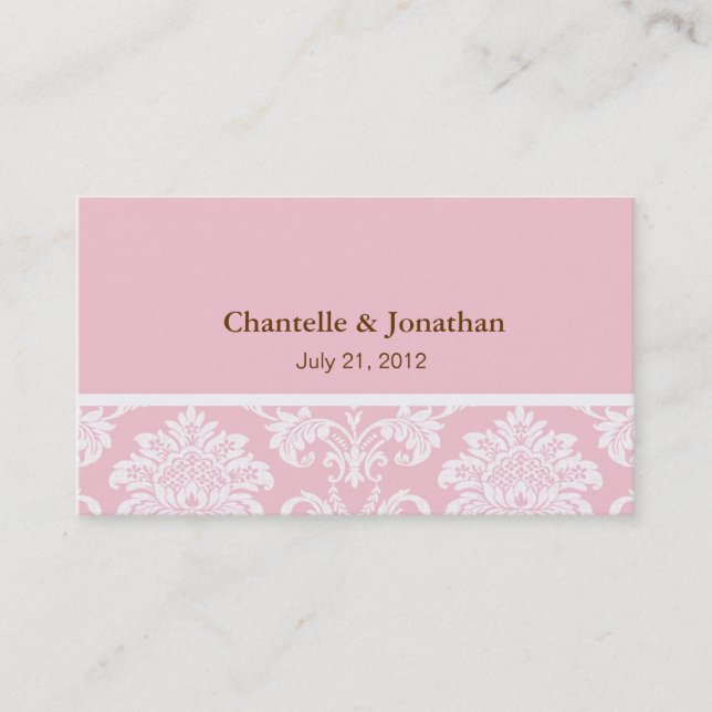 Rosa elegante Damask Business Card Visitenkarte (Vorderseite)