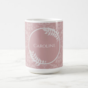 Rosa Elegante Damask Personalisierte Kaffee-Tasse Kaffeetasse