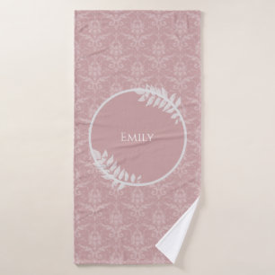 Rosa Elegante Damaske Personalisiertes Badetuch Se Badhandtuch Set