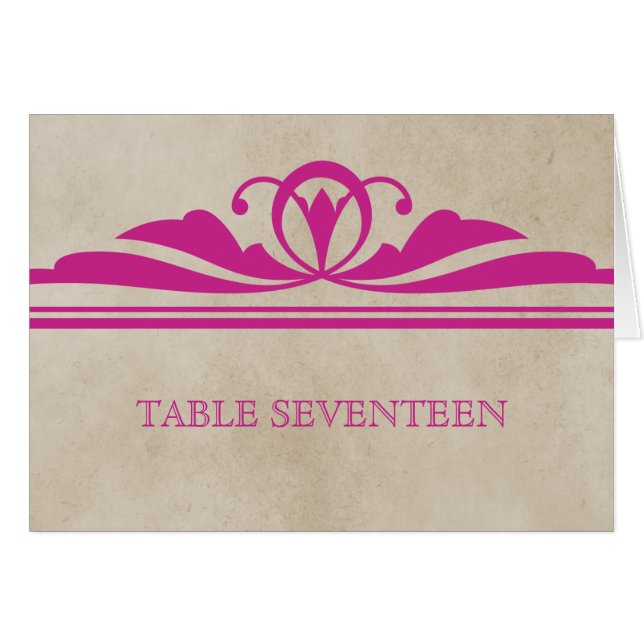 Rosa Elegante Deko Tischnummer Card (Vorderseite (Horizontal))