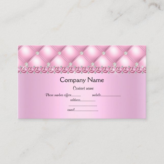 Rosa elegante halb glänzende Visitenkarte Diamant (Vorderseite)