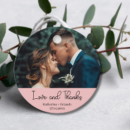 Rosa elegante Hochzeit Liebe & Dank Foto Geschenkanhänger