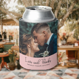 Rosa elegante Hochzeit Liebe und Dank Foto Dosenkühler
