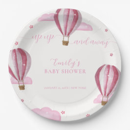 Rosa Elegante Hot Air Ballon Girl Baby Dusche Pappteller