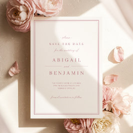 Rosa elegante klassische minimalistische Save-the- Save The Date