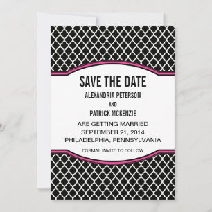 Rosa elegante Quatrefoil Save the Date Einladung